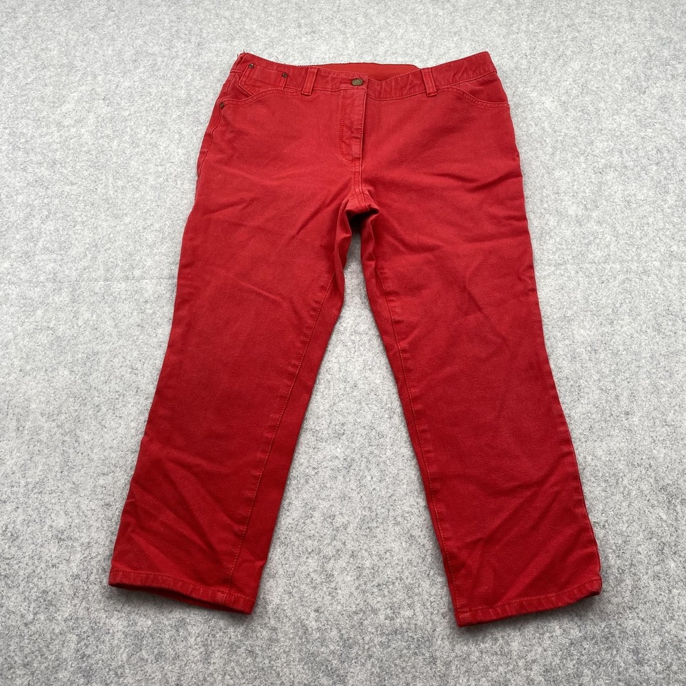 Chico's Capri Pants Womens 0.5 (29x21) Red So Slimming Twill Stretch Zip Pocket